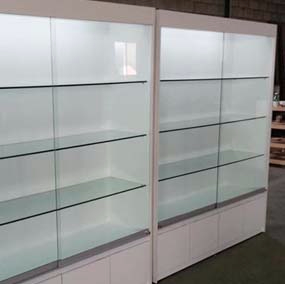 白色烤漆玻璃推拉門展柜定做